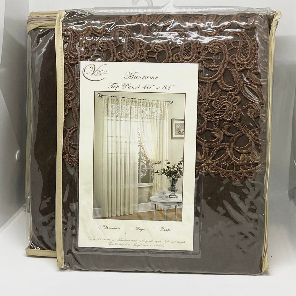 Victoria Classics Curtains-Macrame 4 Panels 40” x 84” (Chocolate)